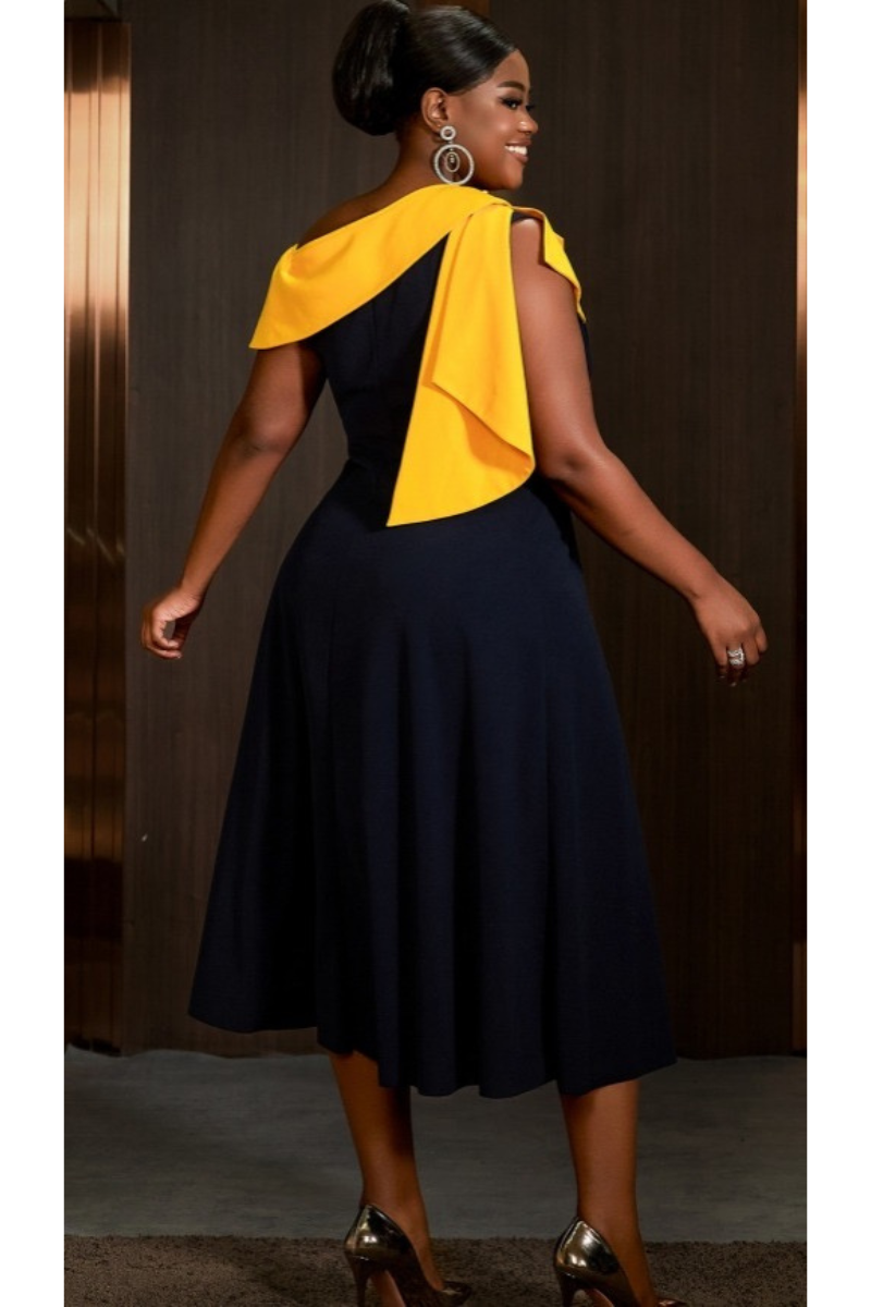 Atarah Colorblock Drape Dress – PRE ORDER