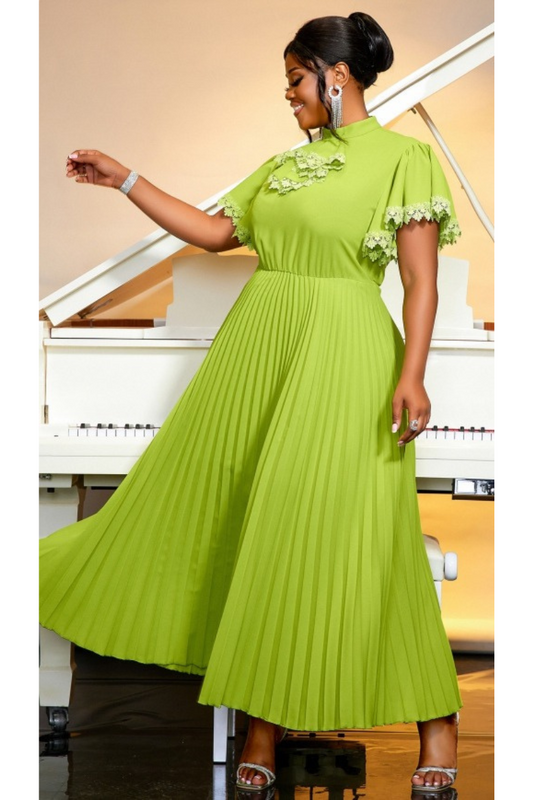 Liora Pleated Lace Midi