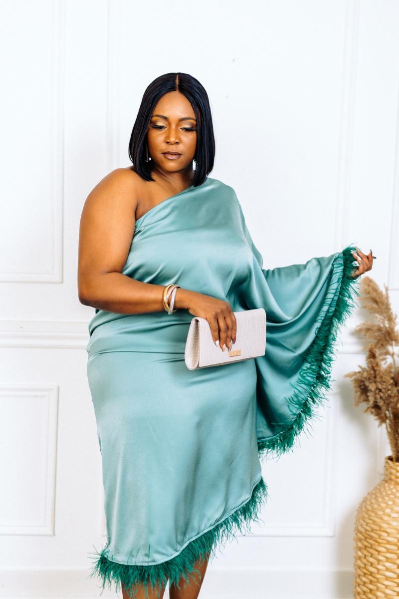 Alonah Luxe Fringe Dress- Green