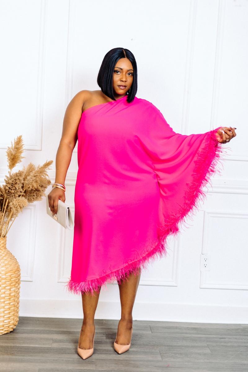 Alonah Luxe Fringe Dress - Pink