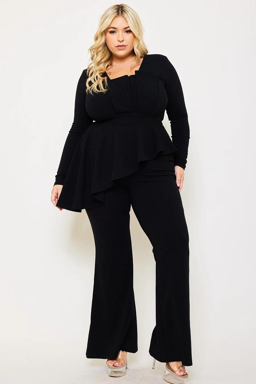 PEPLUM TOP PLUS SIZE JUMPSUIT