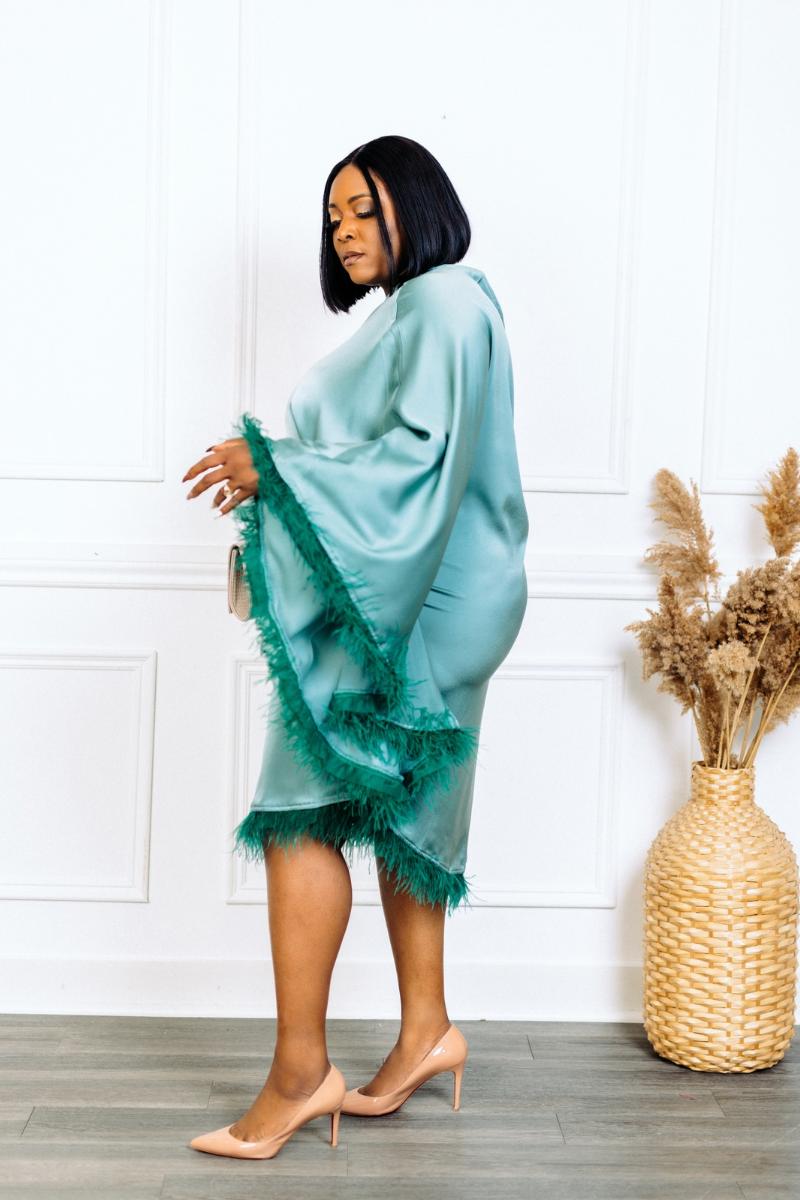 Alonah Luxe Fringe Dress- Green
