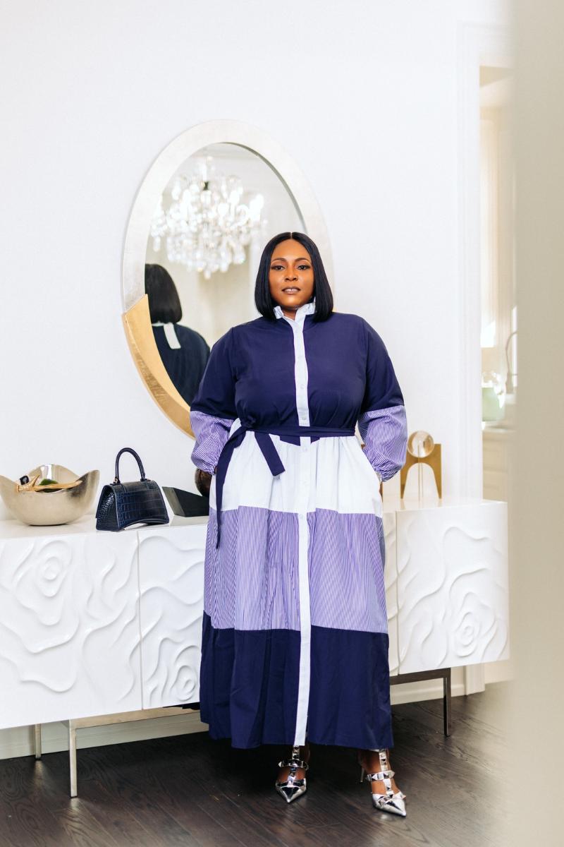Tamid Color Block Belted Maxi