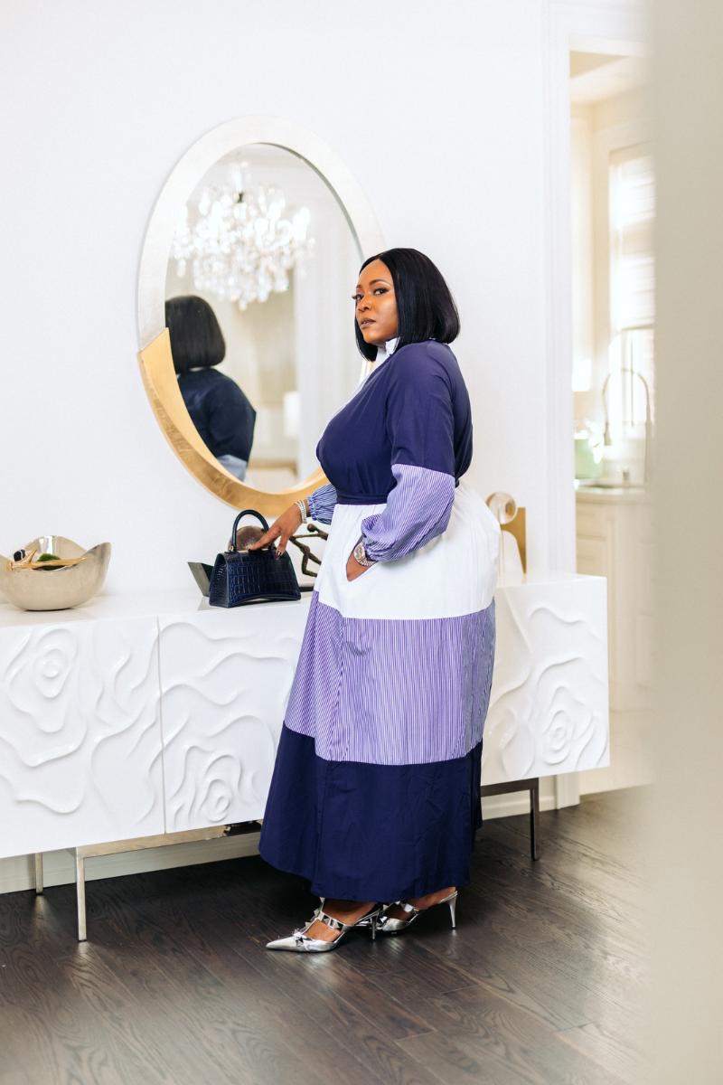 Tamid Color Block Belted Maxi