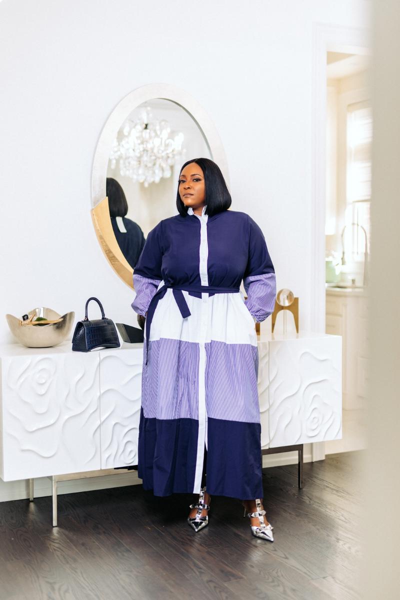 Tamid Color Block Belted Maxi