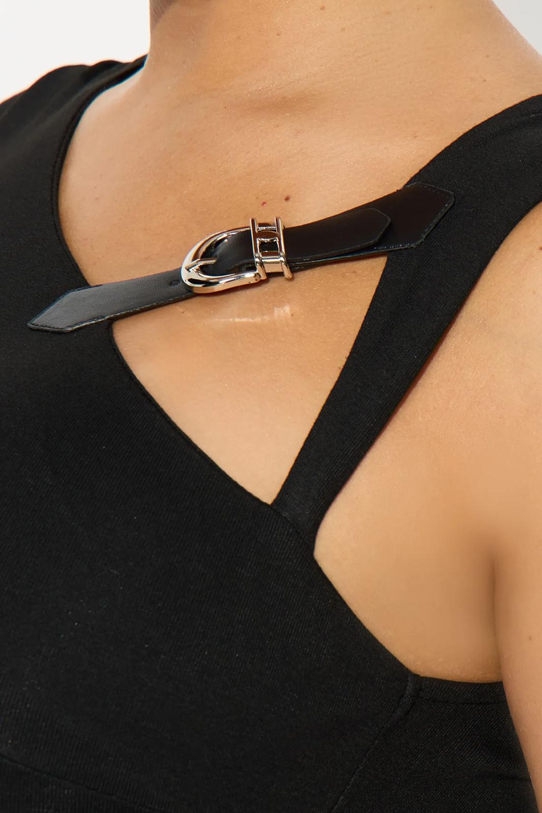 Buckle One Shoulder Midi Dress