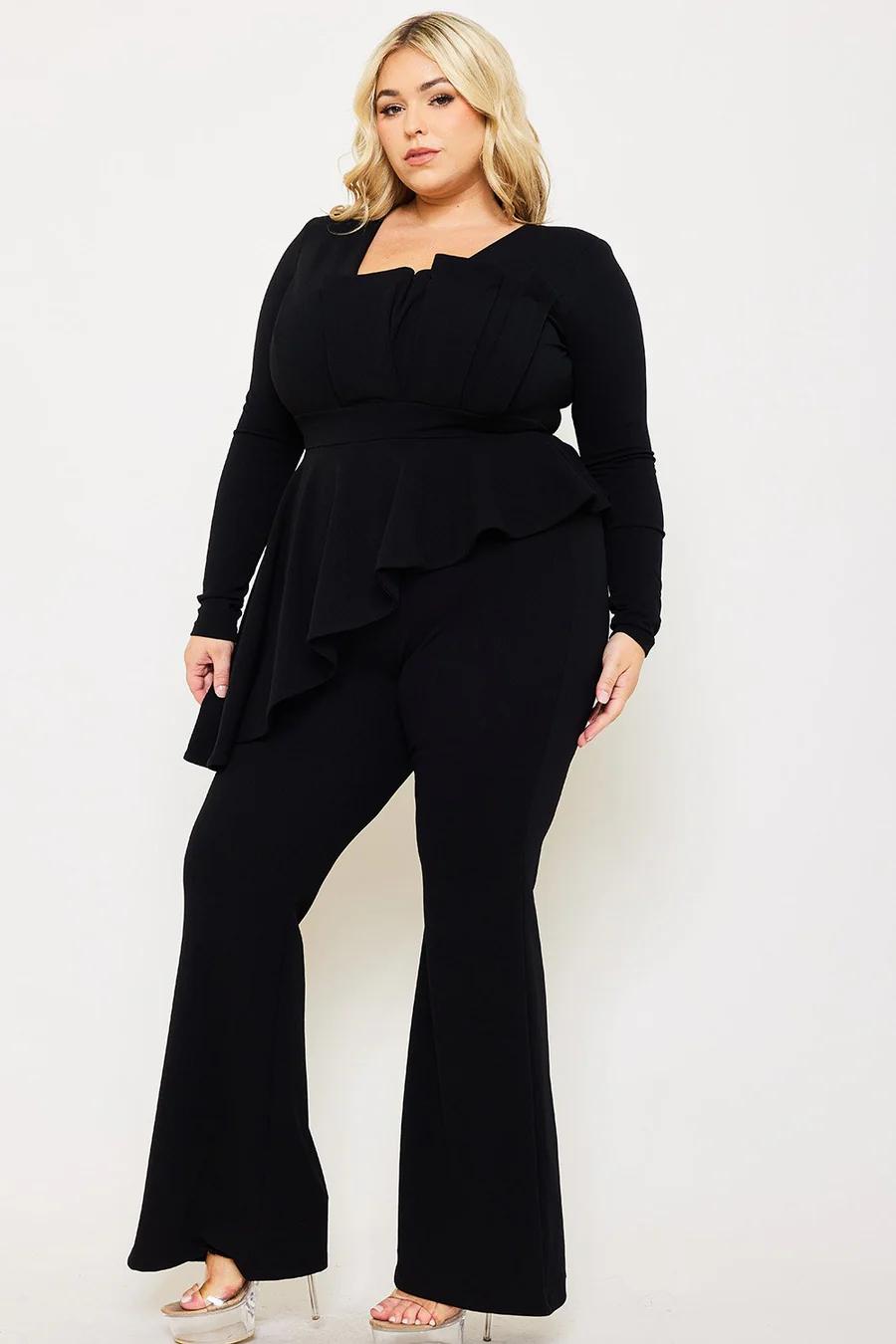 PEPLUM TOP PLUS SIZE JUMPSUIT