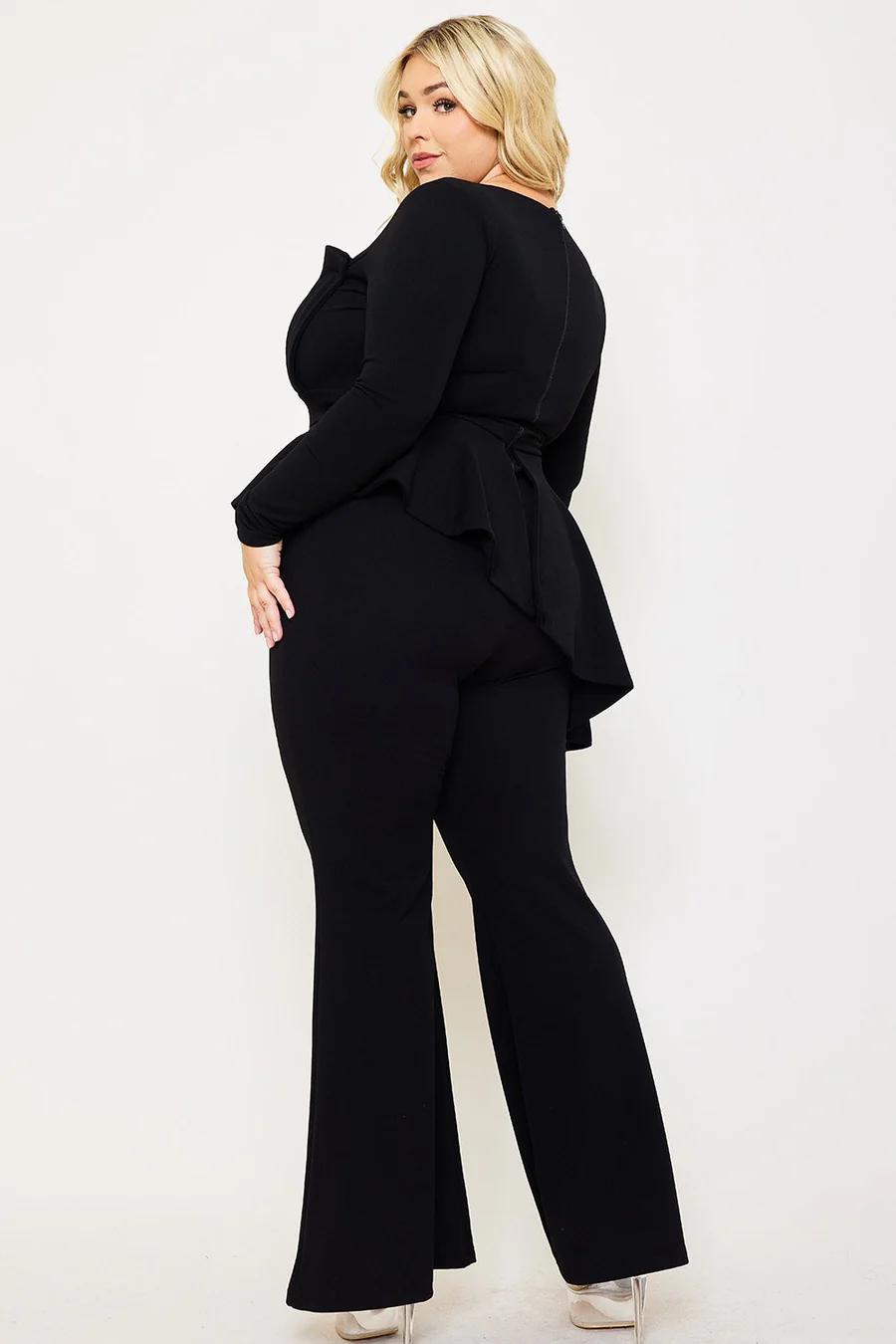 PEPLUM TOP PLUS SIZE JUMPSUIT