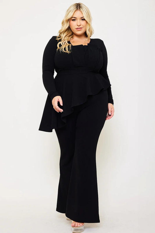 PEPLUM TOP PLUS SIZE JUMPSUIT