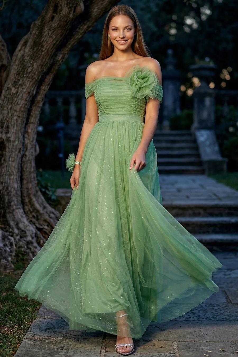 GLITTER MESH TUBE TOP MAXI DRESS